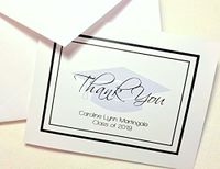 Personalized Graduation Thank You Note Cards with Envelopes. Custom Printed. Choose Sets of 50 or 20. Blank Inside. High Quality, White Folding Cards. (20)
