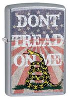 Personalized Custom Message Engraved on Back Don’t Tread on Me American Independence Gadsden Flag Design3 Indoor Outdoor Windproof Zippo Lighter