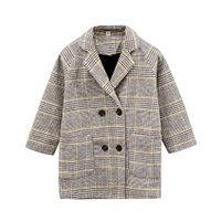 Girls Wool Coat, Little Girl Houndstooth Jacket Autumn Winter Fashion Long Sleeve Casual Outwear Tops for Christmas (Yellow, 13-14 Years)