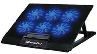 XtremPro Portable Metal Mesh Laptop Cooler Cooling Pad, 6 Quiet Fans w/Blue LED Light, 6 Adjustable Levels, Up to 17" Inch Notebook, 2 USB Interface w/Speed Control Switch, Non-Slip - Black (11149)