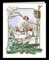 CHRISTMAS WINTER NOTE CARDS STATIONERY "SNOW FLURRIES" SET OF 8 CARDS/ENVELOPES