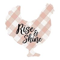 P. Graham Dunn Rise and Shine Rooster Red Plaid 3 x 3 Wood Hanging Gift Wrap Tag Charms Set of 5