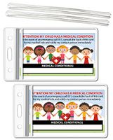 My Child Has a Medical Condition ICE Alert in Case of Emergency I.D. Identification Wallet Card Heavyweight 32 Pt. CardStock - Our Thickest (Qty. 2 w/Sealable Pouches)
