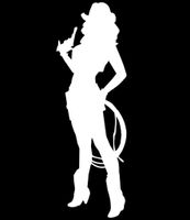 Sexy Cowgirl Vinyl Decal Sticker | Cars Trucks Vans Walls Laptops Cups | White | 7.5 X 2.5 Inch | KCD1740