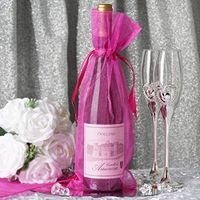 Efavormart 10PCS Fushia Organza Gift Bag Drawstring Pouch Wedding Favors Bridal Shower Treat Jewelry Bags - 6"x15"