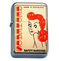 Redhead Germany Match Retro Windproof Refillable Flip Top Oil Lighter with Tin Gift Box D-542