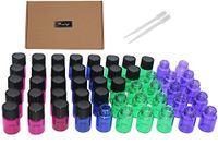 Pinklife 50 Pack Set Essential Oils Bottle 2ml(5/8 Dram) Multicolor Glass Vials Small Mini Sample Bottles with Orifice Reducer and Cap + Free Transfer Dropper