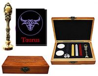 MNYR Virgo Constellation Wax Seal Stamp Wood Box Bronze Metal Peacock Handle Melting Spoon Candle Makingg Kit Wedding Invitation Gift Card Stationary Custom Logo Wax Seal Sealing Stamp Stick Kit