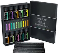100% Pure Essential Oils Set Top 10 Aromatherapy Premium Gift Kit Therapeutic Grade 10 mL Oil with Frankincense Peppermint Lavender Eucalyptus Lemon Orange Tea Tree Patchouli Rosemary and Silver Fir