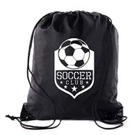 Soccer Party Favors | Soccer Drawstring Backpacks for Birthday Parties, Team events, and much more! - 6PK Black CA2500SOCCER S4