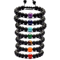 SIVITE 7 Chakra Lava Rock Bracelet Gemstone Mala Beads Bracelet Essential Oil Diffuser Reiki Healing Energy Bracelet