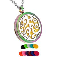 HooAMI Aromatherapy Essential Oil Diffuser Necklace - Stainless Steel Clouds Locket Pendant,Colorful