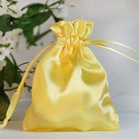 Tableclothsfactory 60PCS Gold Satin Gift Bag Drawstring Pouch Wedding Favors Bridal Shower Jewelry Bags - 3"x4"