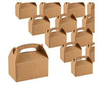 Treat Boxes - 24-Pack Paper Party Favor Boxes, Brown Kraft Goodie Boxes for Birthdays and Events, 2 Dozen Party Gable Boxes, 6 x 3.3 x 3.6 Inches