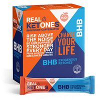 Real Ketones - BHB + Caffeine Exogenous Ketone Powder in Convenient Travel Ready Single-Serve Stick Packs, Peach Flavor