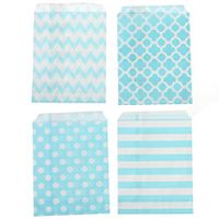 TOYMYTOY Candy Stripe Paper Treat Bag Sweet Pouch Polka Dot Chevro Children's Day Gift (48Pcs Blue)