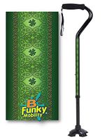 Adjustable Walking Cane Foam Handle Quad Footed Four Pointed Cane Tip Celtic Lace Irish Design