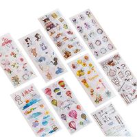 12 Sets (72 Sheets) Kawaii Floral Food Fruit Travel Hot Air Balloon Weather Kitchenware Cat Dog Pet Lemon Cherry Blossom Rabbit Plant Stationery Sticker Cute Kids DIY Label School Office Supplies