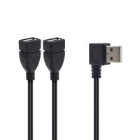 USB Splitter Cable, Poyiccot 90 Degree Right Angle USB A 2.0 Male to 2 USB Female Jack Y Splitter Hub Power Cord Extension Adapter Cable (Right Angle USB 2.0 Splitter Cable)