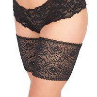 Black"Bella" Lace Thigh Guards - Anti-Thigh Chafing Leg Bands - No Slip Gripper at Top and Bottom of Each Lace Thigh Sleeve to Prevent Inner Thigh Chafing - Made in USA - Pair (Size 1)