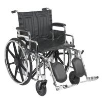 Drive Medical Sentra Extra Heavy Duty Wheelchair with Various Arm Styles and Front Rigging Options, Black Upholstery and Chrome Frame, Bariatric, 20 Inch