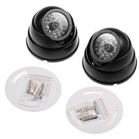 JZK 2 X Dummy Fake Surveillance Security CCTV Dome Camera with LED Blinking Real Imitation for Home Security, Black