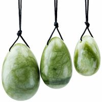 TUMBEELLUWA Yoni Egg Healing Crystal 3 PCS Drilled Massage Stones for Women to Train Pelvic Muscles Kegel Exercise, Southern Jade