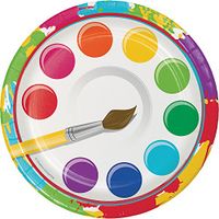 Creative Converting 317269 8-Count Sturdy Style 7-Inch Paper Dessert Plates, Art Party, 7"