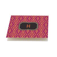 Spiced Orange and Purple 'Chains' Folded Note Cards, Set of 12 Monogrammed 'H' with Envelopes