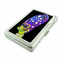 Creepy Cartoon Zombie Em3 Hip Silver Cigarette Case With Built In Lighter 4.75" X 2.75" Id Holder Metal Wallet RFID Protection