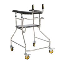 Folding Four-Wheeled Roller Walker with Seat Adjustable Height Standing Walking Frame for Limited Mobility Assistance for The Elderly