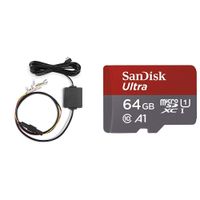 Garmin 010-12530-03 Parking Mode Cable, 6.60" x 2.70" x 2.00", Black & SanDisk Ultra 64GB microSDXC UHS-I card with Adapter -  100MB/s U1 A1 - SDSQUAR-064G-GN6MA