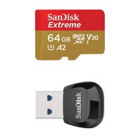 SanDisk Extreme 64GB microSD UHS-I Card with Adapter - 160MB/s with  SanDisk MobileMate USB 3.0 microSD Card Reader