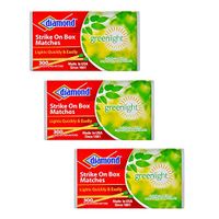 Diamond Strike on Box Greenlight Matches, 300 Count (Pack of 3)