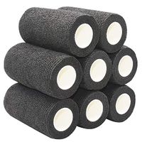 COMOmed Coban Cohesive Bandage Latex FDA Approved 4"x 4.5m First Aid Bandages Stretch Sport Wrap Athletic Tape Wrist Bandages,Black(8 Rolls)
