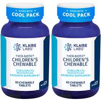 Klaire Labs Ther-Biotic Children's Chewable Probiotic - 25 Billion High CFU, 8 Strains - Probiotics for Kids - Immune and Digestion Support - Hypoallergenic and Dairy-Free (60 Tablets / 2 Pack)