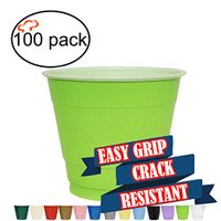 TigerChef 9 Ounce Clear 100 Pack Easy Grip Plastic Party Cups Solid Color Disposable 9 Oz Plastic Cups BPA Free