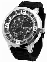 Firewings Mens Black/Silver Roman Iced out HipHop Fashion Casual Silicone Quartz watches