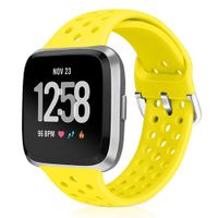 XFYELE Sport Band Compatible with Fitbit Versa/Versa 2/Versa Lite/SE, Soft Breathable Silicone Strap Replacement Wristband with Multiple Colors for Men Women (Shiny Yellow)