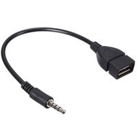 Huangou ❤ USB Female Cable 3.5mmAudio AUX Jack to USB 2.0 Type A Female OTG Converter Adapter (Black, 20cm(Approx))