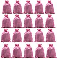 IBLUE 5”*7” Burlap Gift Pouches 20 Pack Drawstring Party Jewelry Wedding Favor Bag Candy Snack Sacks for DIY Craft Christmas Birthday P004 (Pink)
