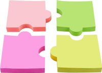 4A Shapes Sticky Notes,Puzzle,2 7/8 x 2 4/7 Inches,Neon Assorted,Self-Stick Notes,100 Sheets/Pad,4 Pads/Pack,4A 5020