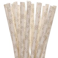 Biodegradable Paper Straws Grey Snowflake (100)