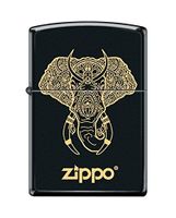 Zippo "Flame Logo Cerulean Blue Lighter, 1071 (Elephant with Tusks Black Matte)