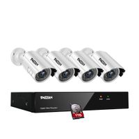 TMEZON 1080N 4CH Security Camera System AHD DVR Video Surveillance Kit with (4) HD 2.0MP 1920TVL(1080P) Waterproof Bullet CCTV Cameras, 65ft Night Vision, 1TB Hard Drive