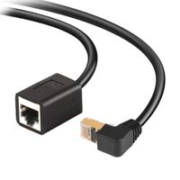 J&D Cat6 Ethernet Extension Cable, Cat 6 Up Angled 90 Degree Ethernet Extender Cable Adapter - Support Cat6 / Cat5e / Cat5 Standards, RJ45 Cords Shielded Male to Female - 15 Feet