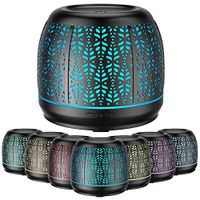 ASAKUKI 500ml Essential Oil Diffuser, Decorative Metal Cover, 5 in 1 Ultrasonic Aromatherapy Scented Oil Diffuser Fragrance Humidifier for Home Yoga Spa, Waterless Auto-Off, 7 LED Lights