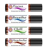 Headache Chill Breathe Focus Blends – 10ml each | Rollons | Migraine Relief | Relax | Respiratory | Chill | Pre-Diluted | Easy Rollon | Steel Ball Roller | Therapeutic Grade | No Diffuser Needed!