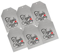 CakeSupplyShop Item#00024TGT Shimmering Metallic Grey Thank You for Celebrating with Us Bulk Gift Tags 2-1/4"x3-1/2" - 50pack
