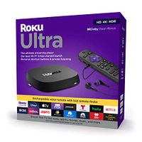 Roku Ultra 2022 4K/HDR/Dolby Vision Streaming Device and Roku Voice Remote Pro with Rechargeable Battery, Hands-Free Voice Controls, Lost Remote Finder, and Private Listening